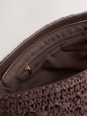 Chocolate Brown Raffia Effect Cross-Body Bag - Image 8 of 8