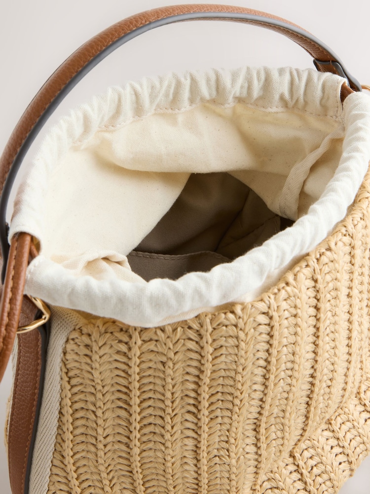 Natural Raffia Effect Bucket Bag - Image 10 of 10