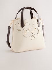 Neutral Floral Cut Out Bucket Bag - Image 7 of 9