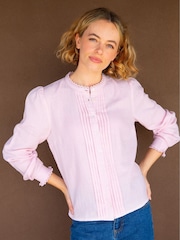 Aspiga Holly Pin Tuck Cotton Cheesecloth Long Sleeve Blouse - Bild 1 von 2
