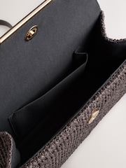 Chocolate Brown Raffia-Effect Top Handle Bag - Image 3 of 5