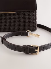 Chocolate Brown Raffia-Effect Top Handle Bag - Image 5 of 5