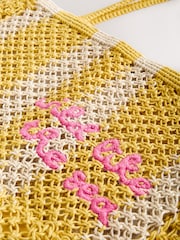 Yellow Crochet Stripe Shoulder Bag - Image 4 of 5