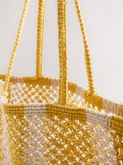Yellow Crochet Stripe Shoulder Bag - Image 5 of 5