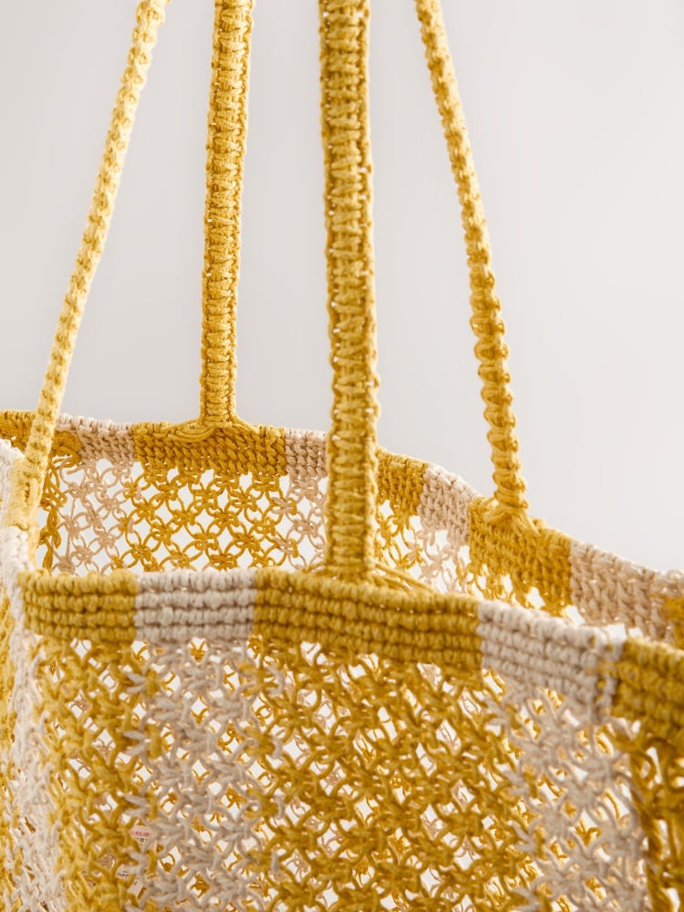Yellow Crochet Stripe Shoulder Bag - Image 5 of 5