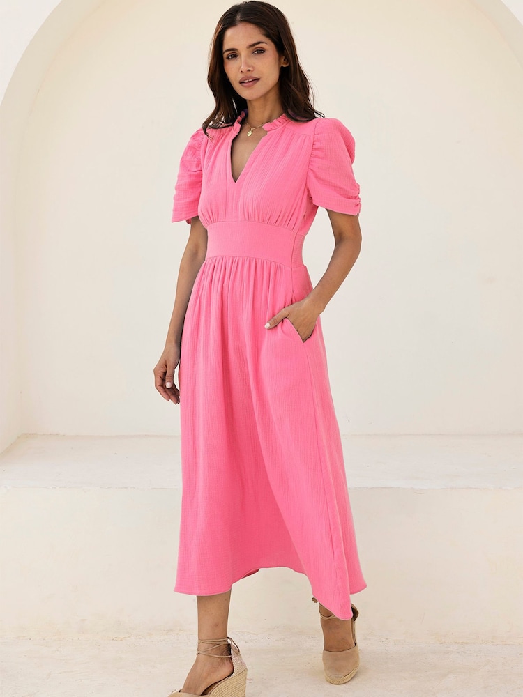 Aspiga Pink Esha Cheesecloth Dress - Image 1 of 4 Aspiga Pink Esha Cheesecloth Dress - Image 1 of 4