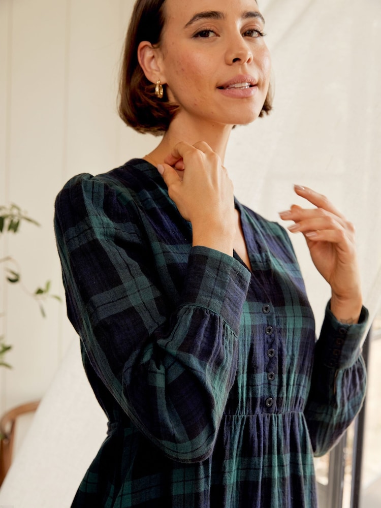 Aspiga Black Harper Checked Double Cloth Cotton Dress - Image 4 of 4 Aspiga Black Harper Checked Double Cloth Cotton Dress - Image 4 of 4