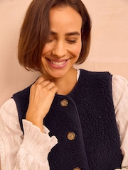 Aspiga Blue Borg Wool Blend Gilet - Image 3 of 4