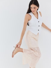 Neutral Sequin Midi Skirt - Image 2 of 8
