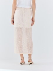 Neutral Sequin Midi Skirt - Image 5 of 8