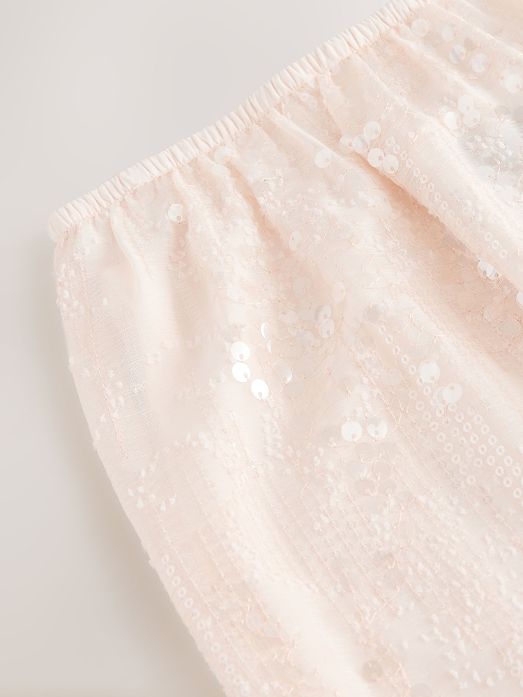 Neutral Sequin Midi Skirt - Image 8 of 8