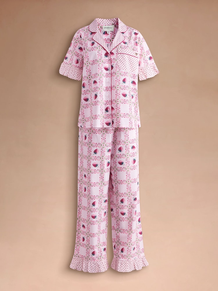 Cath Kidston Pink Button Through Raspberry Check Print Pyjamas Set - Image 1 of 3