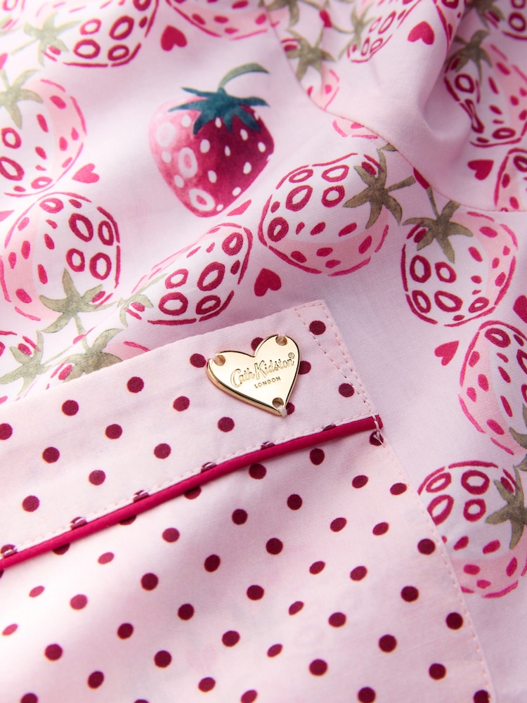 Cath Kidston Pink Button Through Raspberry Check Print Pyjamas Set - Image 3 of 3