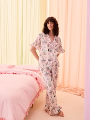 Cath Kidston Ecru Island Print Button Through Pyjamas Set - Image 1 of 8