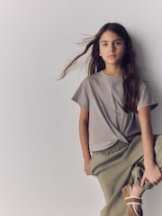 The Set 4 Pack Poly Cotton Blend Twist Front T-Shirts Brown/Cream - Image 5 of 6