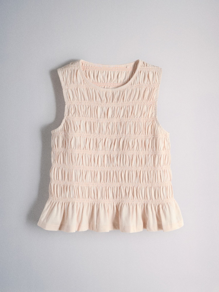 The Set 2 Pack Jersey Smocked Sleeveless Tops Pink/Brown - Image 2 of 5