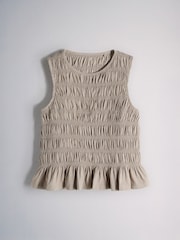 The Set 2 Pack Jersey Smocked Sleeveless Tops Pink/Brown - Image 3 of 5