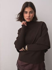 Chocolate Brown Knitted Mock Layer Jumper - Image 1 of 7