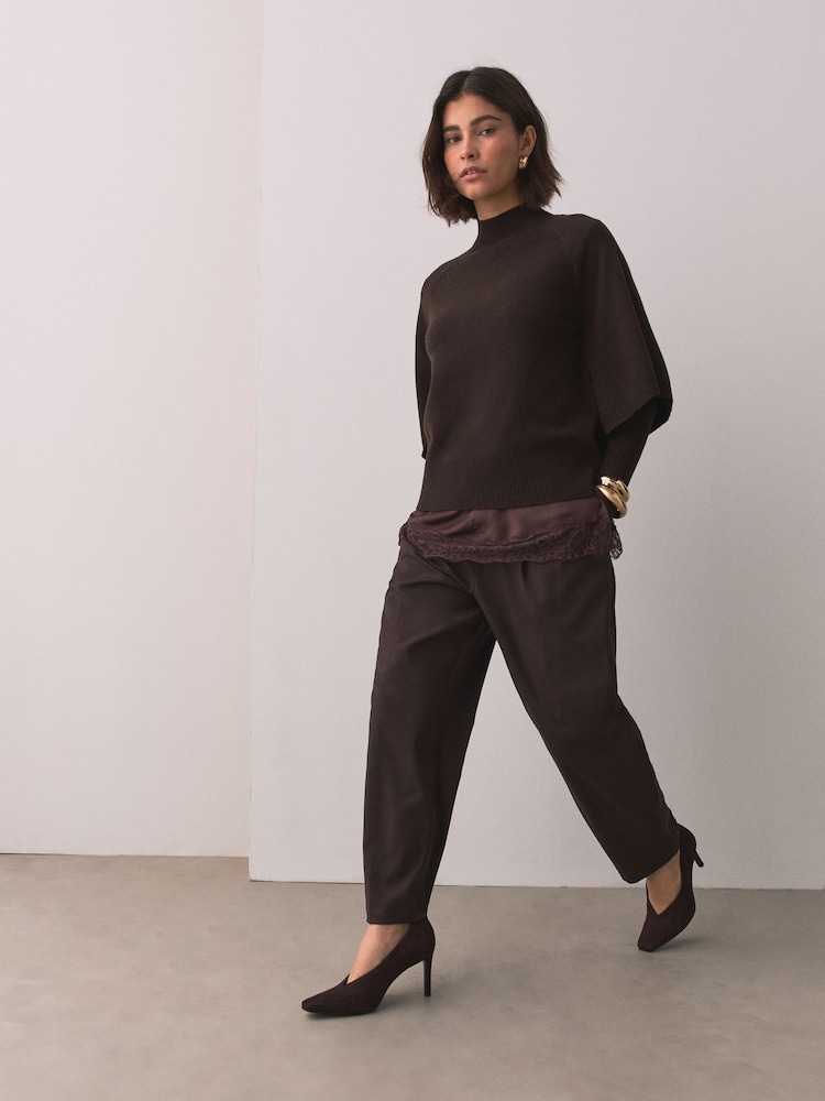 Chocolate Brown Knitted Mock Layer Jumper - Image 2 of 7
