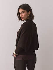 Chocolate Brown Knitted Mock Layer Jumper - Image 3 of 7