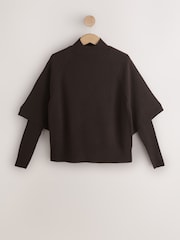 Chocolate Brown Knitted Mock Layer Jumper - Image 5 of 7