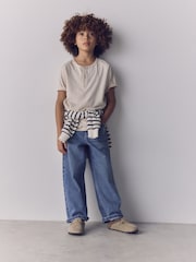 The Set 4 Pack Short Sleeve Cotton Henley T-Shirts Blue/Brown/Cream - Image 2 of 5