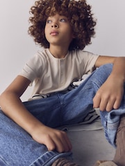 The Set 4 Pack Short Sleeve Cotton Henley T-Shirt Blue/Brown/Cream - Image 6 of 6