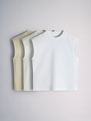 The Set 3 Pack Cotton Jersey Sleeveless T-Shirts Green/Grey/White - Image 2 of 6