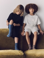 The Set 2 Pack Jersey Interlock Short Sleeve Pocket T-Shirt and Short Set Black/Cream - Image 1 of 6