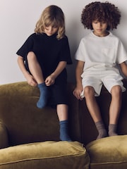 The Set 2 Pack Jersey Interlock Short Sleeve Pocket T-Shirt and Short Set Black/Cream - Image 3 of 6