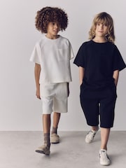 The Set 2 Pack Jersey Interlock Short Sleeve Pocket T-Shirt and Short Set Black/Cream - Image 5 of 6