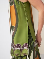 Ecru/Brown Print Satin Camisole - Image 4 of 7