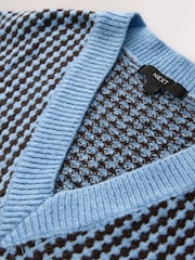 Blue/Chocolate Brown Tweed Drop Shoulder Knitted Tank Cover-Up - Image 2 of 3