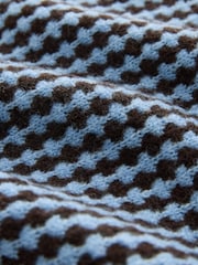 Blue/Chocolate Brown Tweed Drop Shoulder Knitted Tank Cover-Up - Image 3 of 3