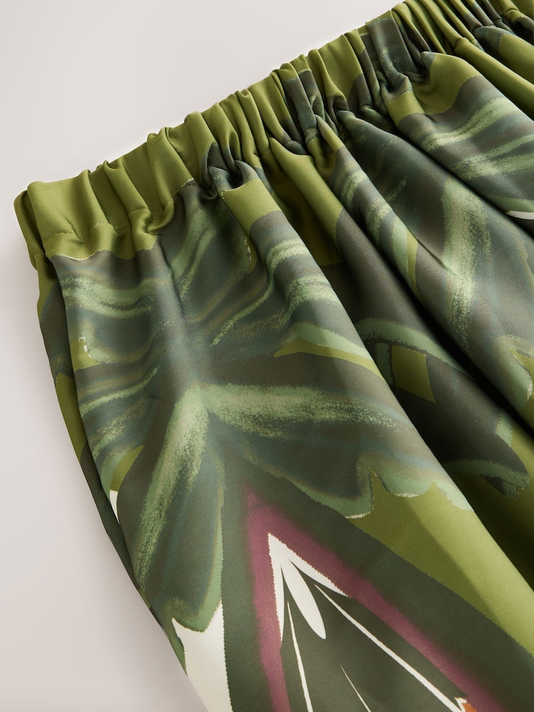 Ecru/Brown Print Satin Pleated Maxi Skirt - Image 6 of 6