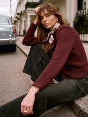 Mint Velvet Red Burgundy Wool Blend Knit Cardigan - Image 4 of 8