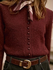 Mint Velvet Red Burgundy Wool Blend Knit Cardigan - Image 5 of 8