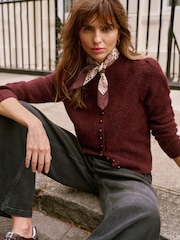 Mint Velvet Red Burgundy Wool Blend Knit Cardigan - Image 6 of 8