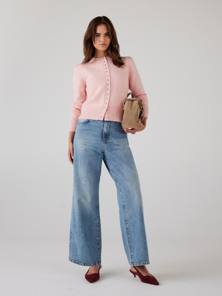 Mint Velvet Pink Wool Blend Knit Cardigan - Image 1 of 7