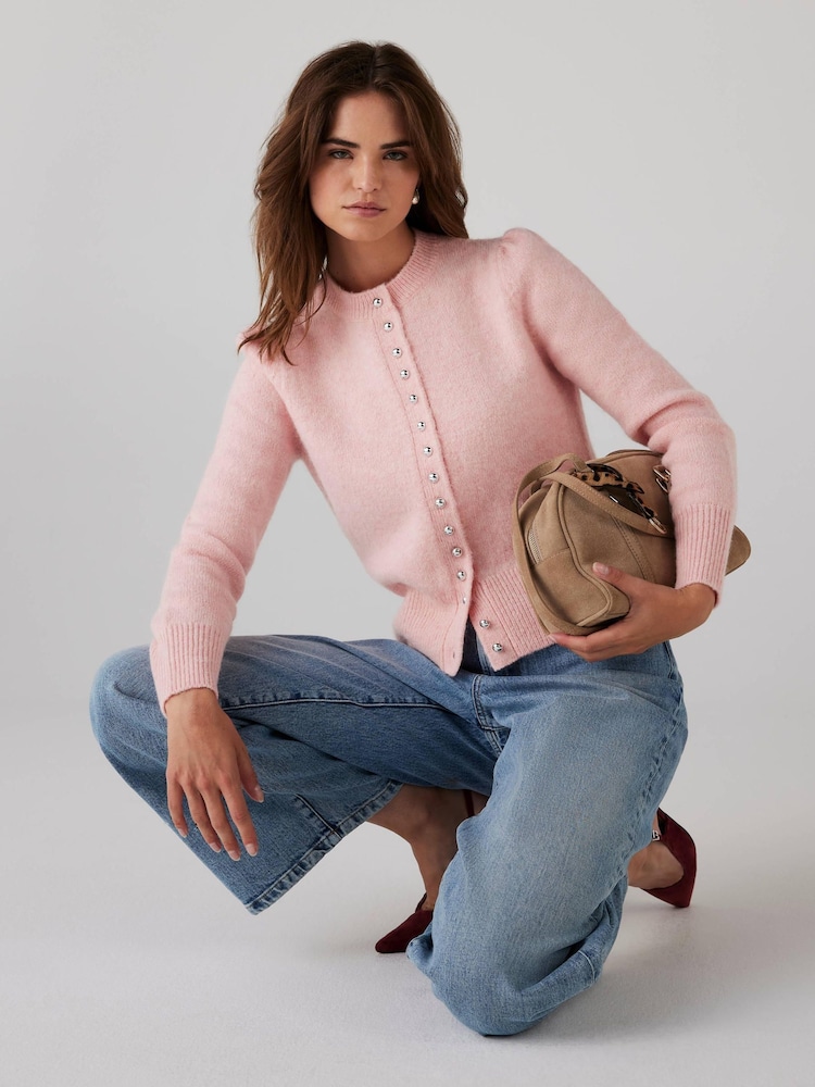 Mint Velvet Pink Wool Blend Knit Cardigan - Image 2 of 7
