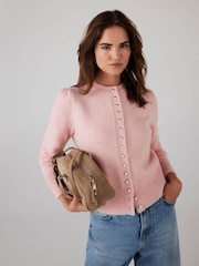 Mint Velvet Pink Wool Blend Knit Cardigan - Image 3 of 7