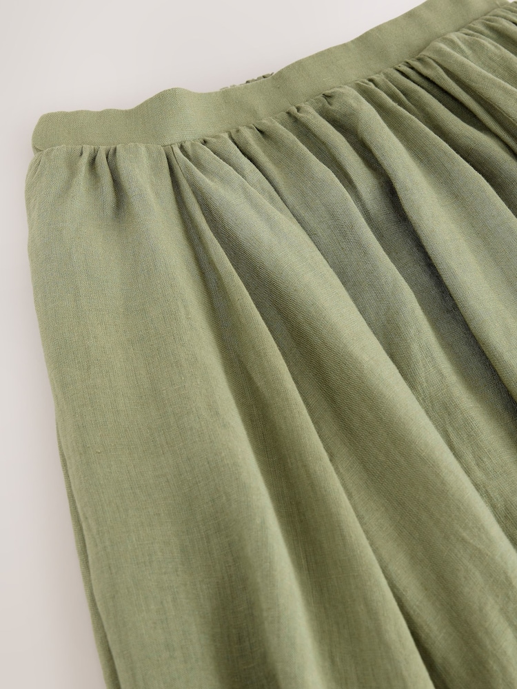 Khaki Green N. Premium Linen Midi Skirt - Image 3 of 3