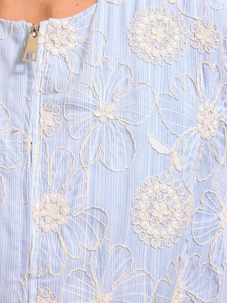Friends Like These Blue Stripe Embroidered Cornelli Bomber Jacket - Image 2 of 6