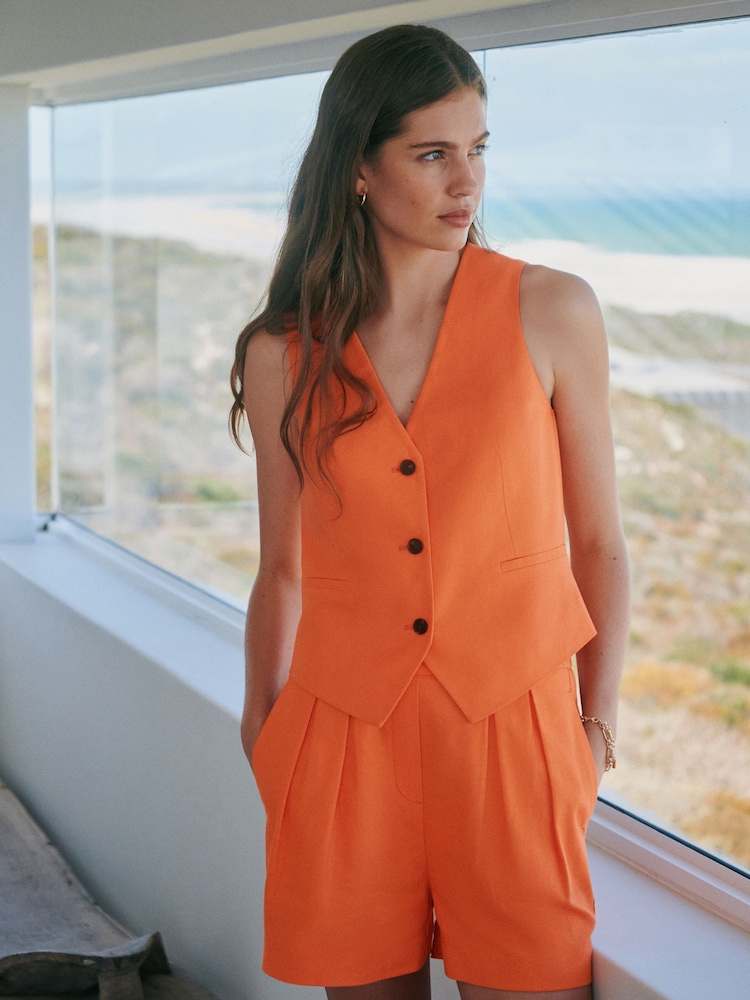 Orange Shorts With Linen - Image 2 of 8