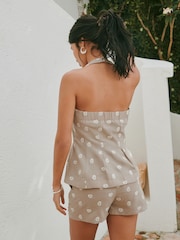 Stone/Neutral Paisley Embroidered Shorts - Image 4 of 8