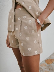 Stone/Neutral Paisley Embroidered Shorts - Image 5 of 8