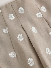 Stone/Neutral Paisley Embroidered Shorts - Image 7 of 8