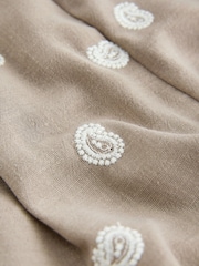 Stone/Neutral Paisley Embroidered Shorts - Image 8 of 8