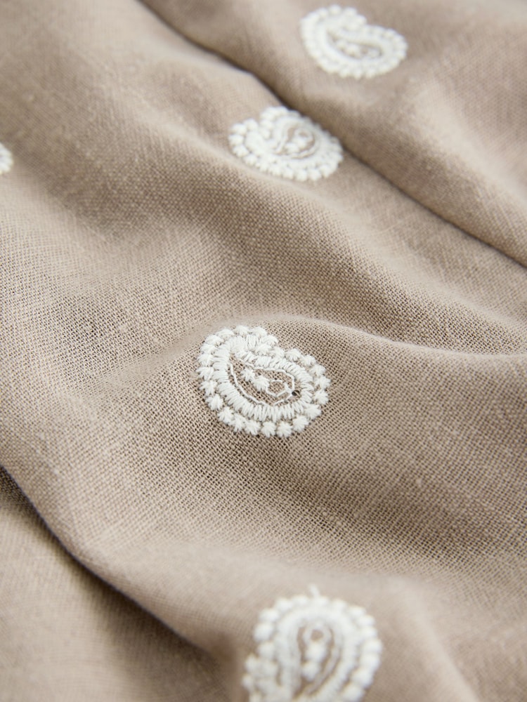 Stone/Neutral Paisley Embroidered Shorts - Image 8 of 8