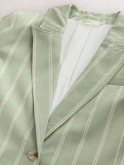 Green/Ecru Stripe N. Premium Single Breasted Blazer with Linen - Image 6 of 7